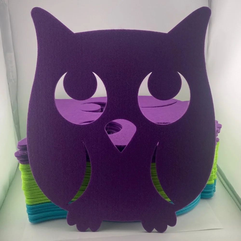 29 Owl Felt Cutout Large Crafts Placemat Kids Party Decorations Purple Blue